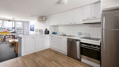 Pantry area in an apartment at Be Fremantle
