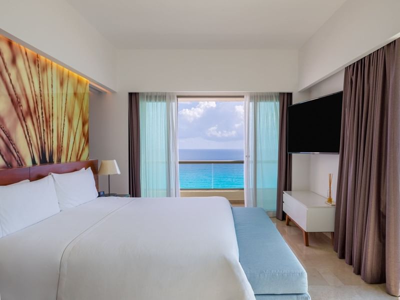 Fuego suite's kings bed at Live Aqua Beach Resort Cancun 