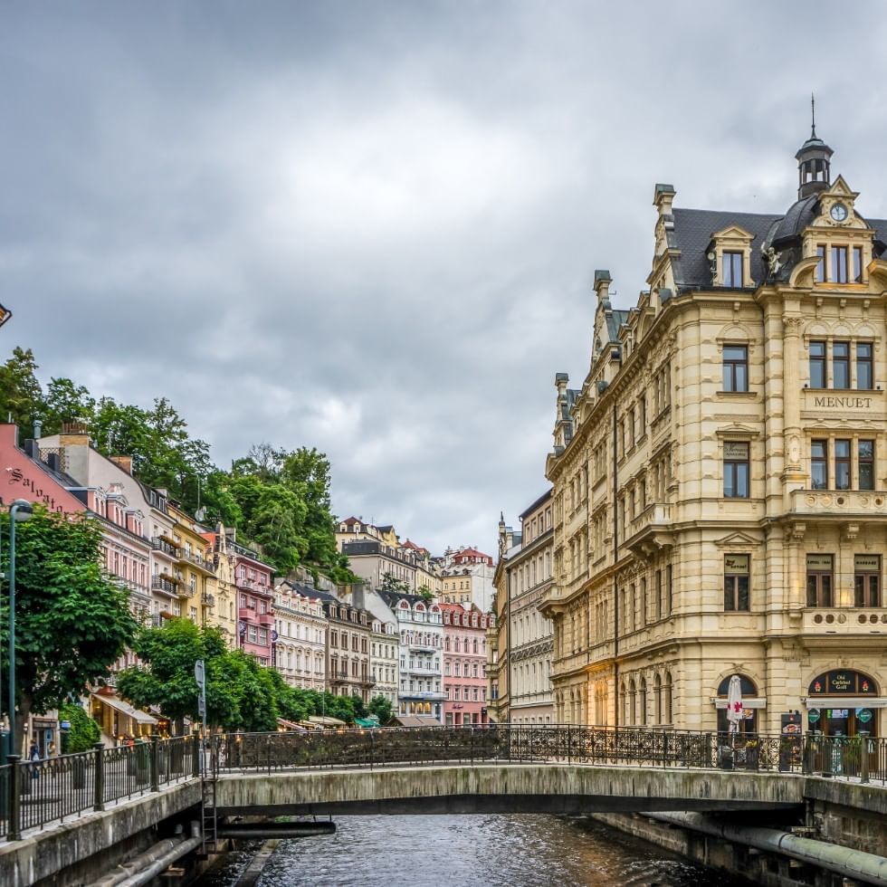 Buildings at Karlovy Vary city near  Falkensteiner Hotels