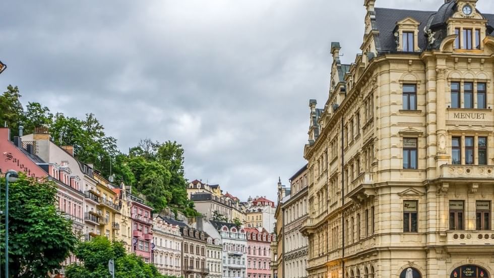 Buildings at Karlovy Vary city near  Falkensteiner Hotels