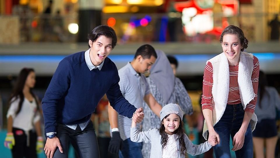 Family at ice skating rink near Sunway Lagoon Hotel