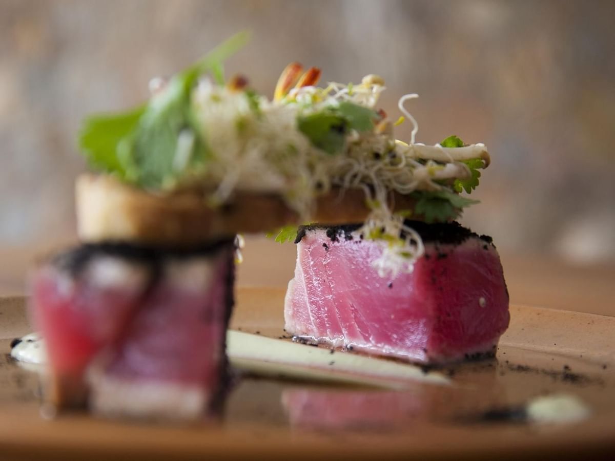 Close-up of a Tuna steak in Tapas Bar at Grand Fiesta Americana