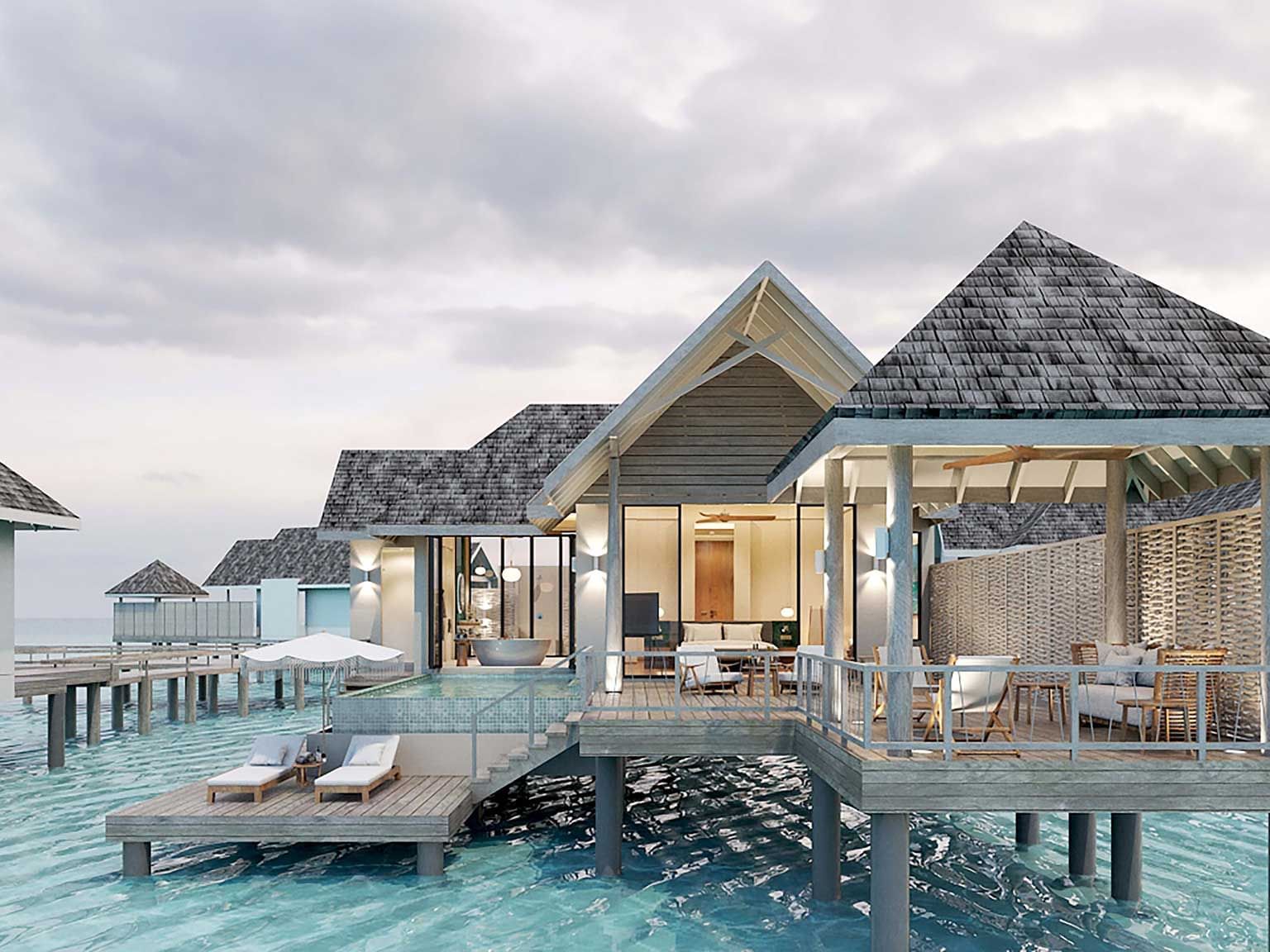 Exterior view of Water Pool Villas in Ananea Madivaru Maldives 