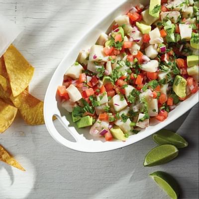 Ceviche & tortilla chips served at Punta Islita Hotel