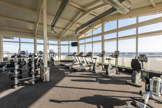 Exercise Machines in the fitness center at Cardoso Hotel