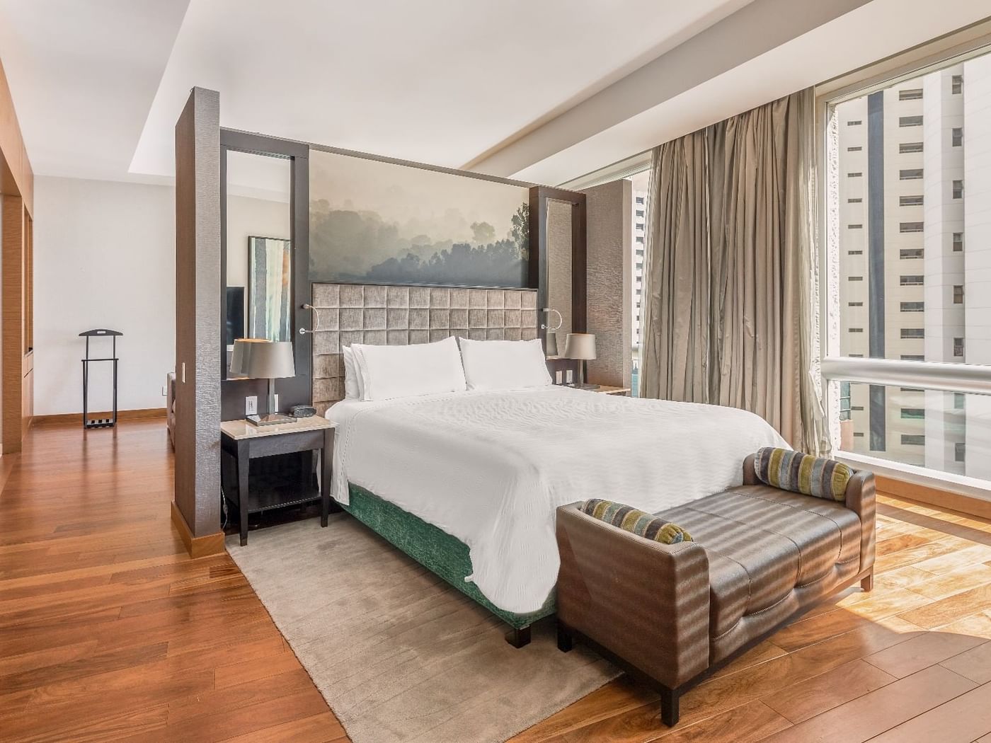 Bed with city view in Executive Suite, 1 King, Fiesta Americana Travelty
