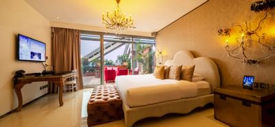 Suite with terrace room with king bed at Hotel Eclat Beijing
