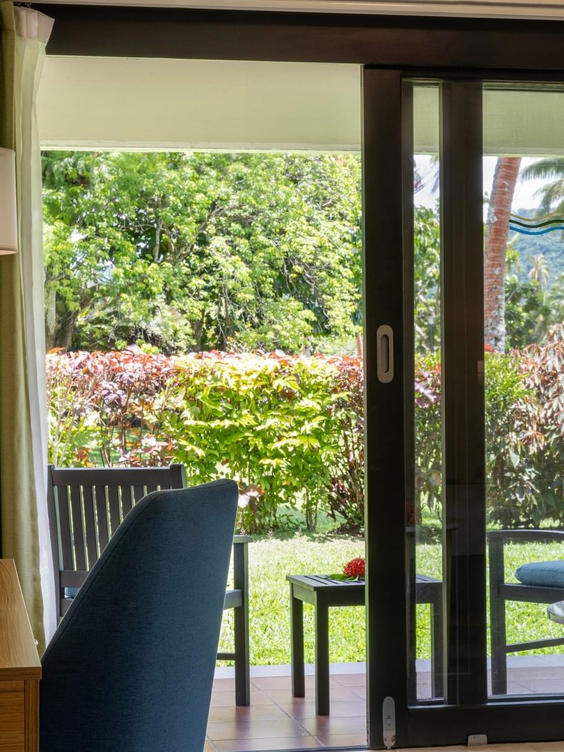 Superior Garden View Room balcony at The Naviti Resort - Fiji, Korolevu.