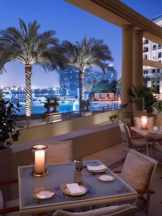 Dining area in the Engima terrace at Palazzo Versace
