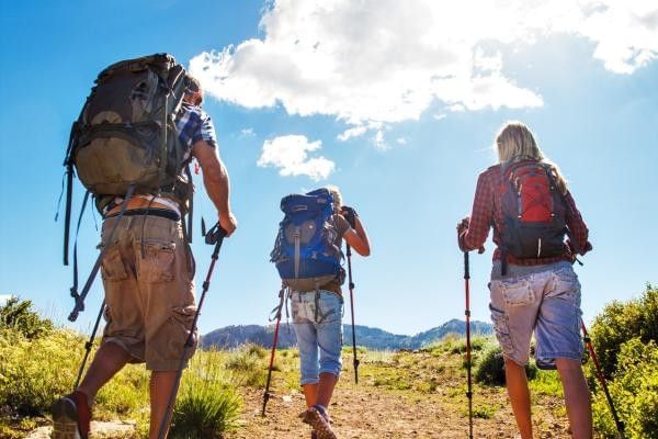 Group of hikers on the Three Towers trail in Berkshire