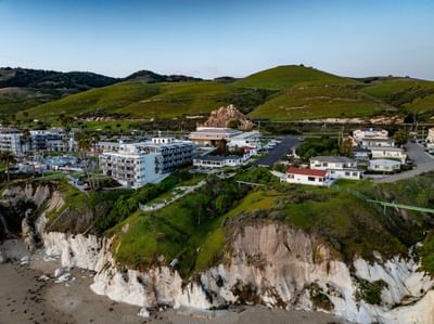 Aerial view of Pismo bluffs and Pismo Preserve