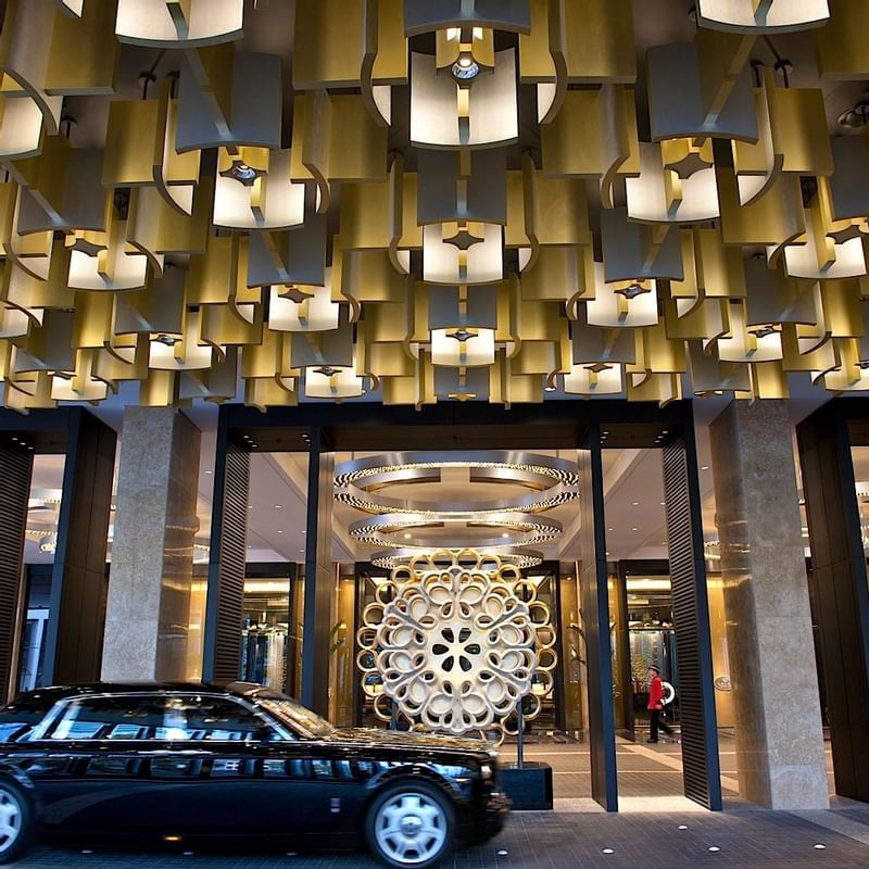 A car parked at the entrance of Crown Towers Melbourne