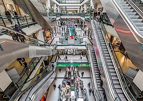 shopping center escalators
