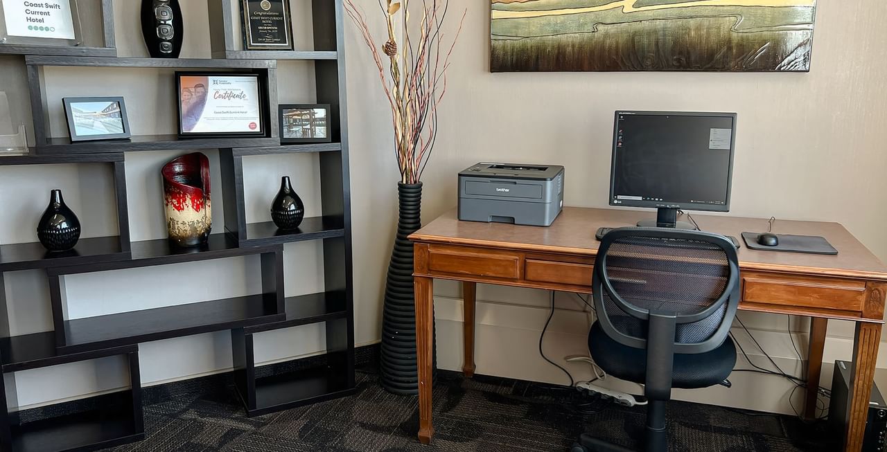 Coast Swift Current working station with computer and printer