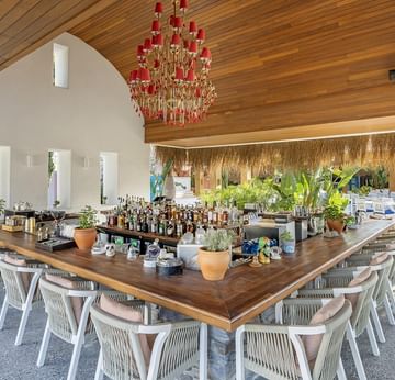 Открытая барная зона Yamas Bistro — стильный отдых под солнцем в Titanic Luxury Collection Bodrum