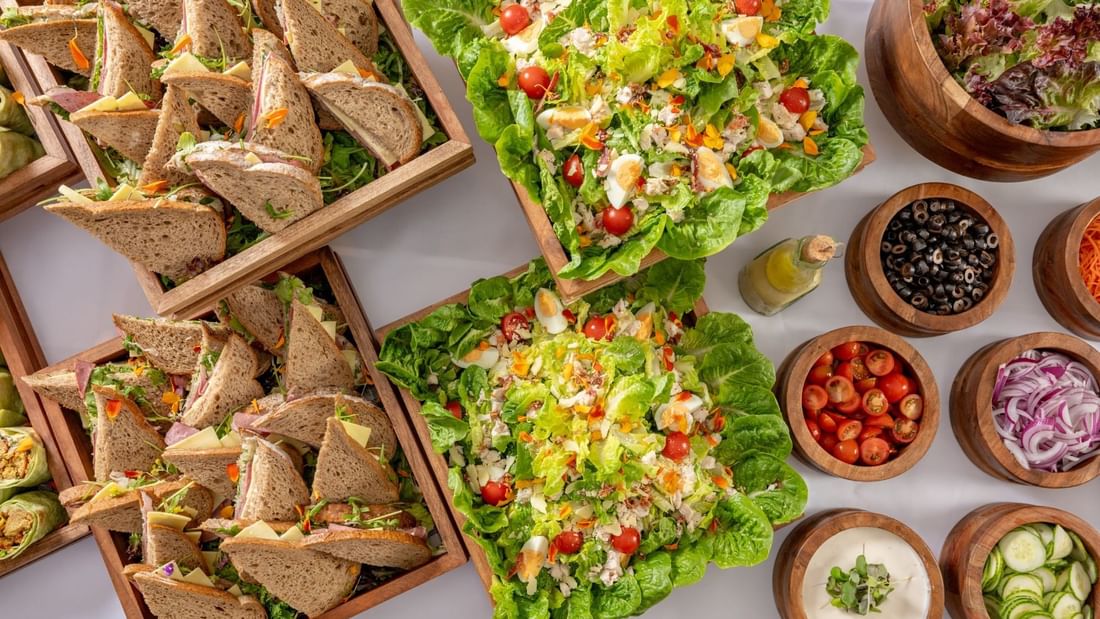 Salads & sandwiches area in Windows on the Park Restaurant's Buffet at Pullman Sydney Hyde Park