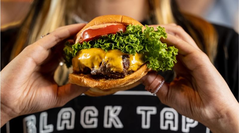 A burger in Black Tap Craft Burgers & Shakes at Sunway Resort
