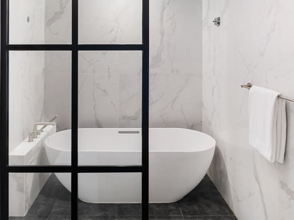 Bathtub with towels in Blockbuster Suite at Paramount Hotel Midtown