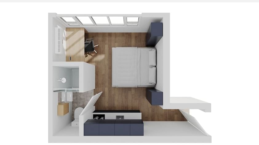 UL Melbourne CBD - Studio Deluxe Queen Floorplan