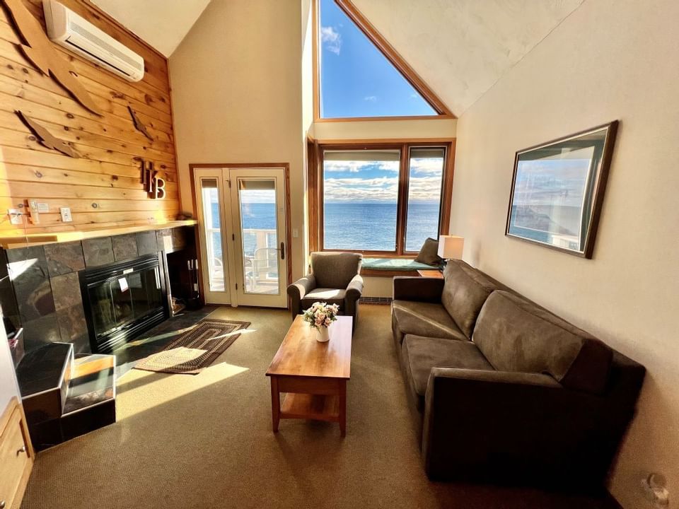 TV, Sofa in Studio with Loft at Bluefin Bay Family of Resorts