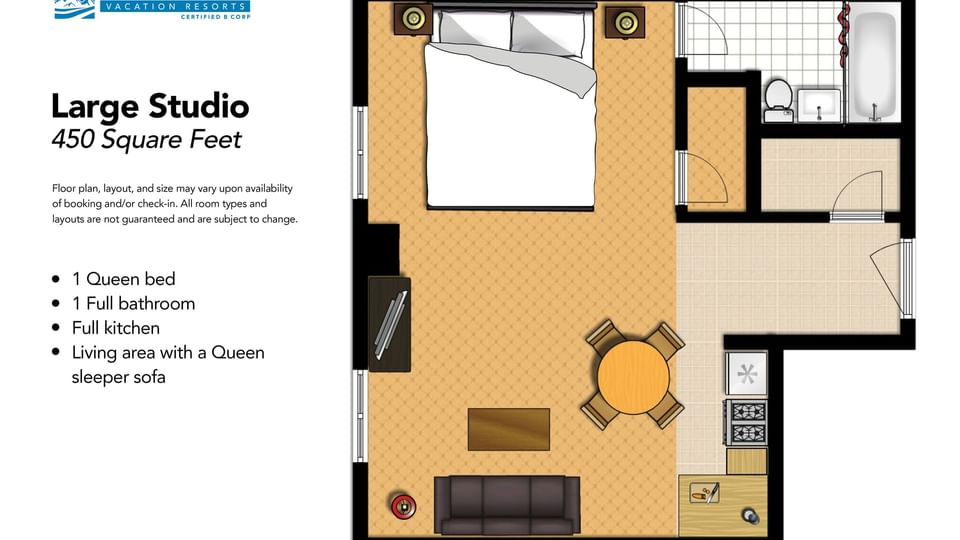 Floor Plan in Large Studio at Brigantine Beach