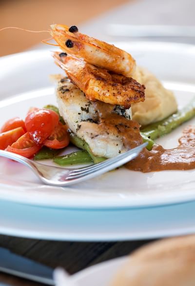 well plated & served prawns dish at NOI Blend Colchagua