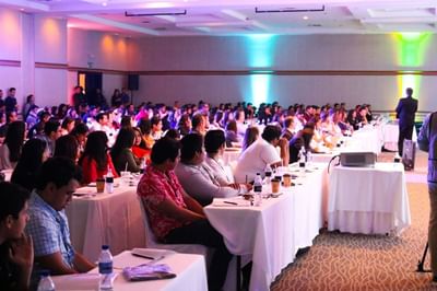 Man hosting a Meeting in a Meeting Room at Hotel Coral y Marina