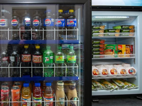 Hotel convenience store with drinks and food