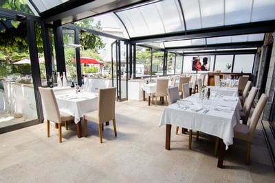 Indoor terrace at Gran Hotel Sóller in Majorca