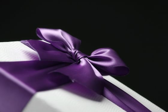 Close-up of a wrapped gift at Patrick Hellman Schlosshotel