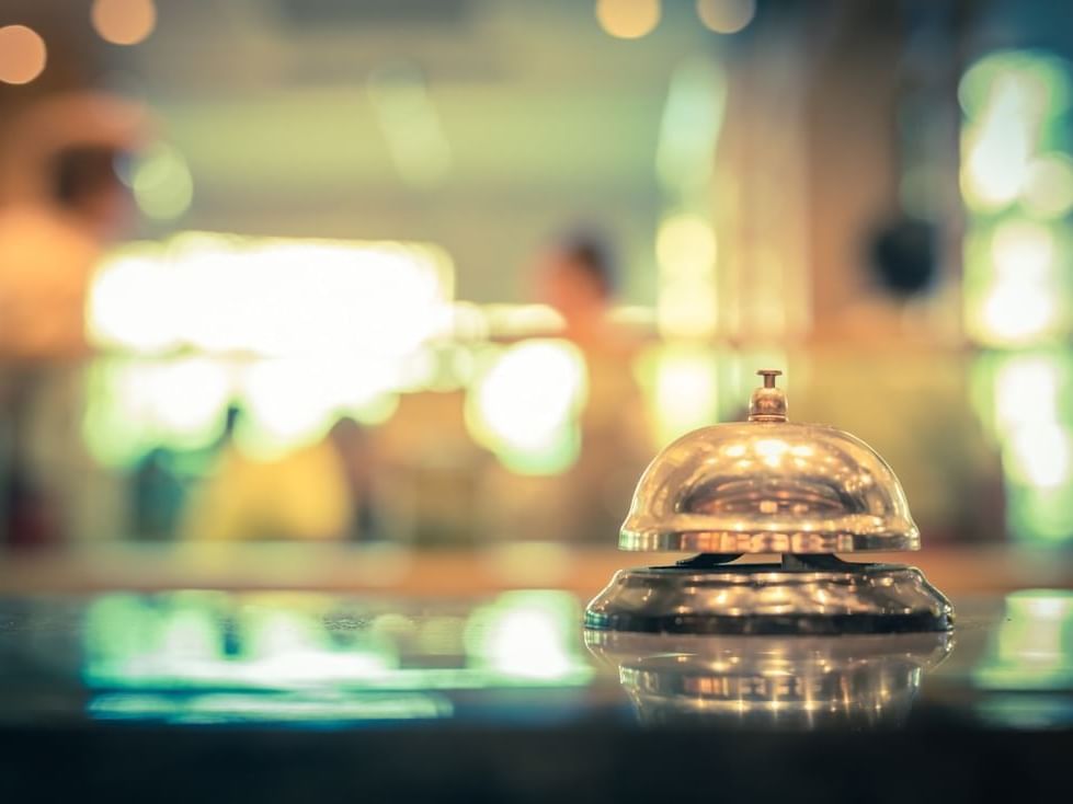 A service bell on the counter at The Abidah Hotel