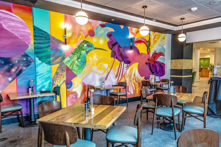 Colorful mural at Gaudin Kitchen