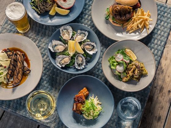 Food arrangement on a table at Richardson’s Bistro at Freycinet Lodge