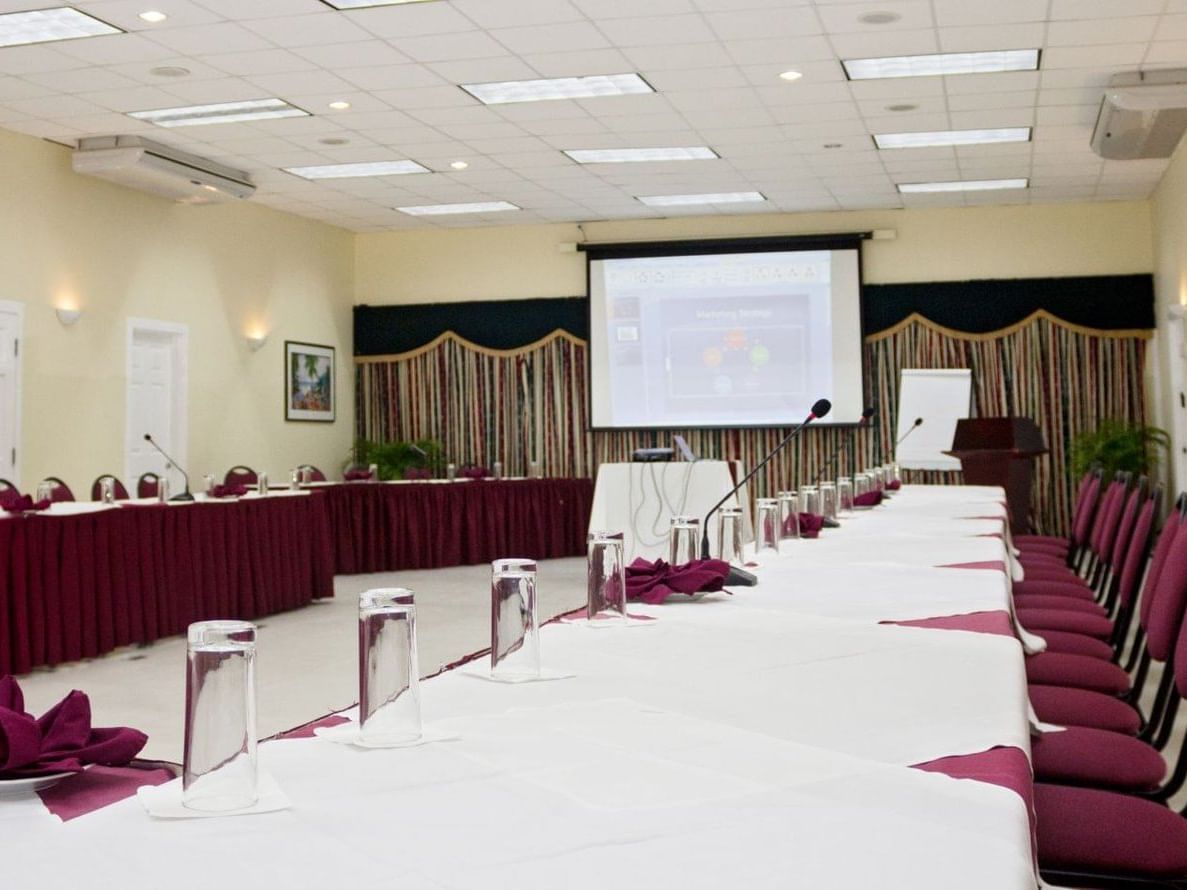 meeting room setup with projector