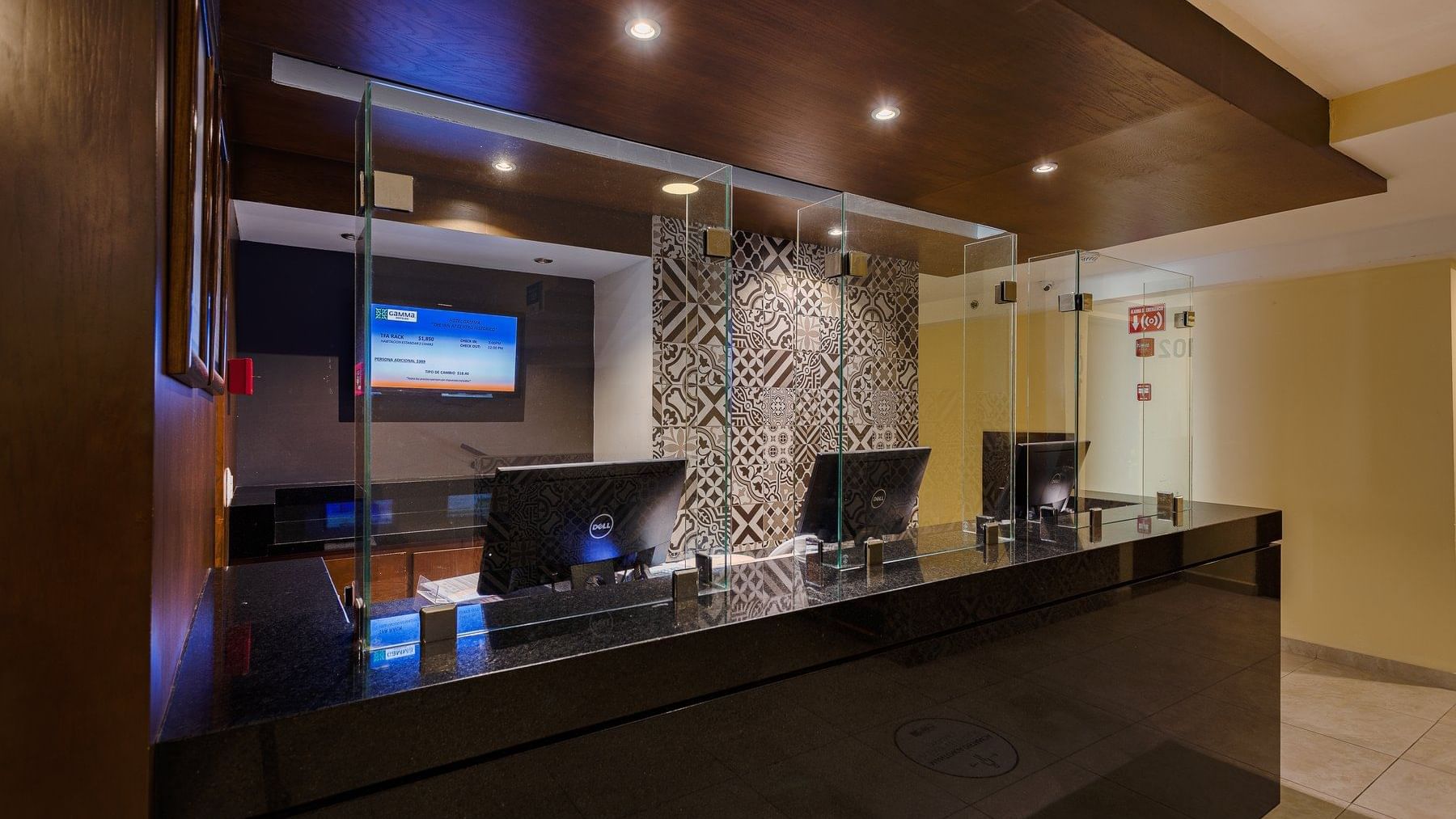 View of the front desk in the reception at Gamma Hotels