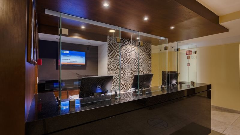 View of the front desk in the reception at Gamma Hotels