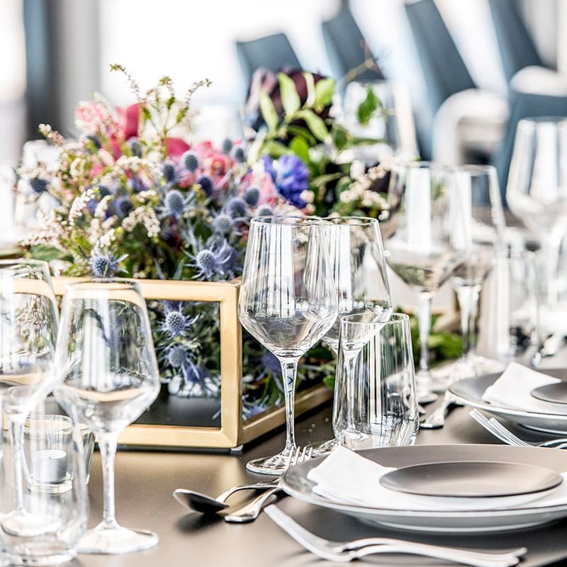 A table decoration with flowers at Crown Hotel Perth