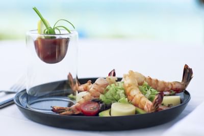 Shrimp dish served in a restaurant at Windsong Resort On The Reef