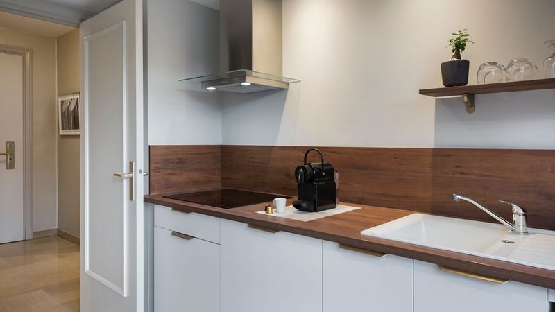 Close-up of Kitchen of Privilege Suite at Warwick Reine Astrid