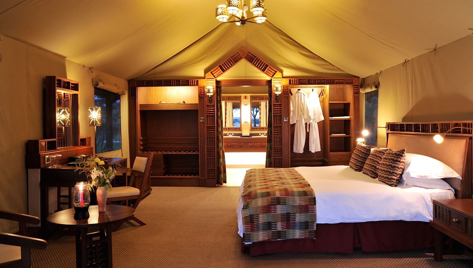 Interior of the Morani wing tent at Sweetwaters Serena Camp