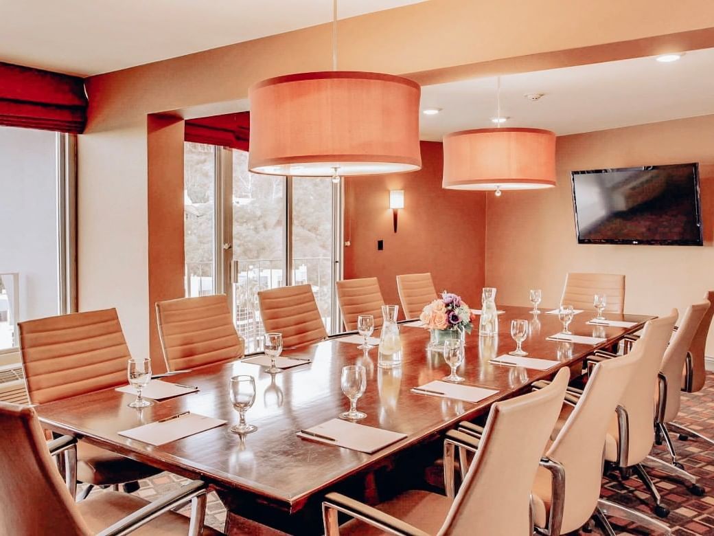 Conference area in Sunset Boardroom at Hotel Angeleno