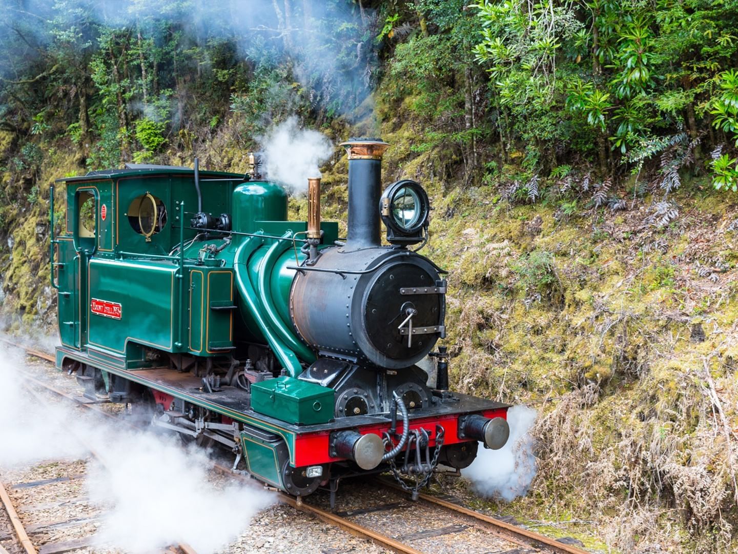 A train Steam Engine running at Wilderness Railway near Strahan Village