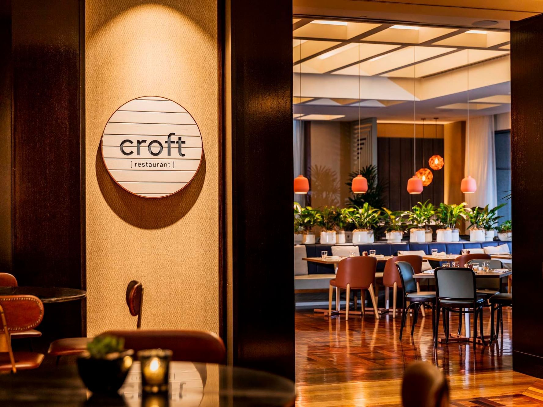 Dining tables in Croft Restaurant at Amora Hotel Sydney