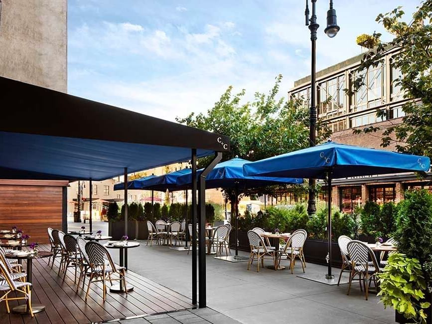 Outdoor dining in C+C at Gansevoort Meatpacking NYC