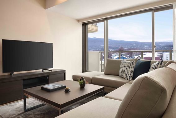 Living area in Two Bedroom Suite at Chatrium Niseko Japan