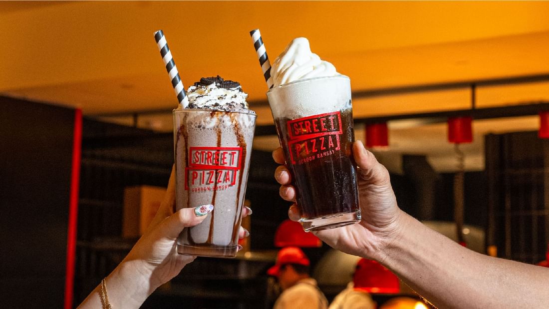Two refreshing drinks, a milkshake and a float, from Gordon Ramsay Street Pizza at Sunway Lagoon Hotel