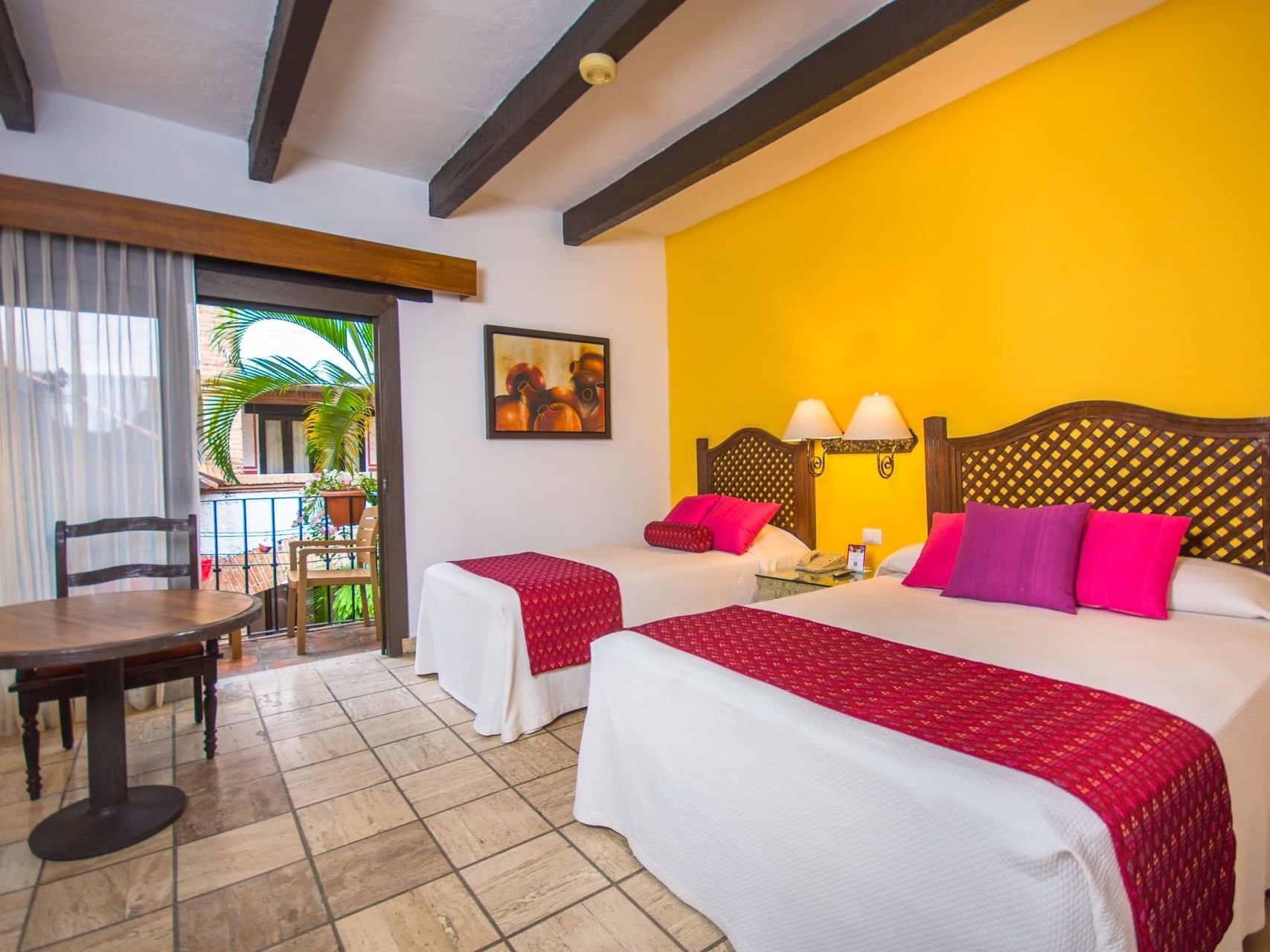 two beds in a hotel room