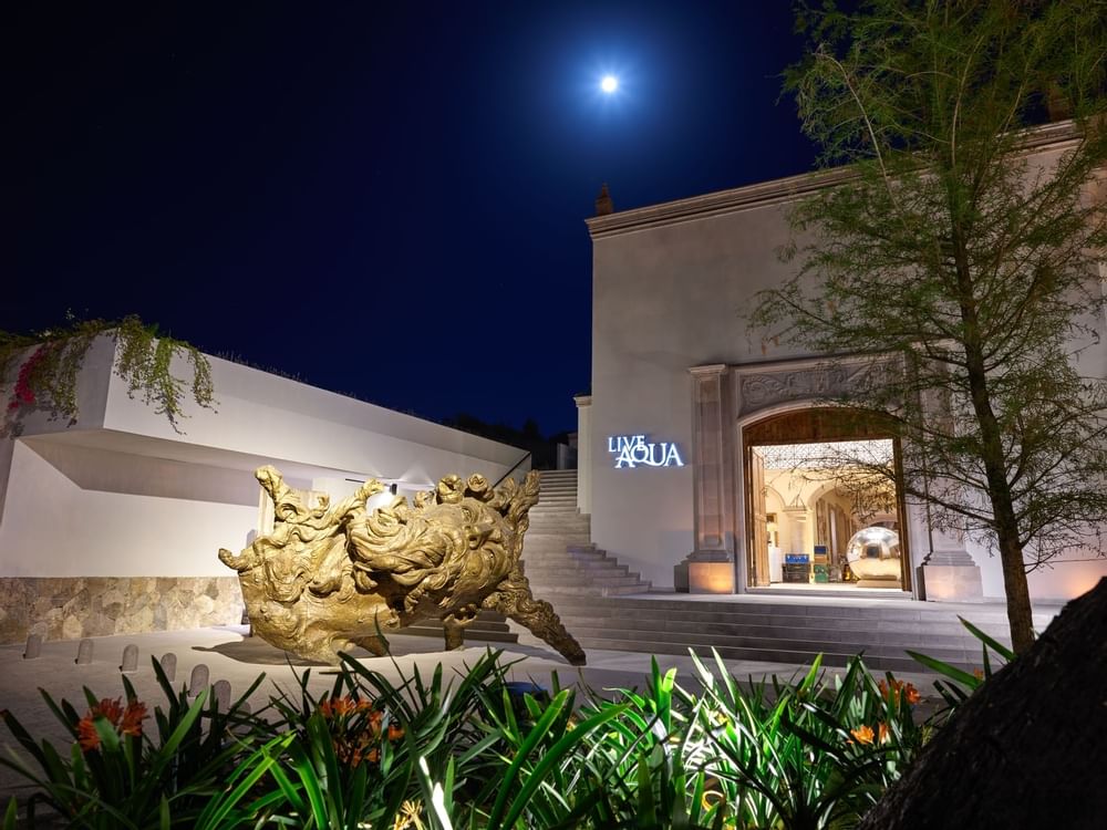 Exterior view of Live Aqua Hotel entrance at La Colección