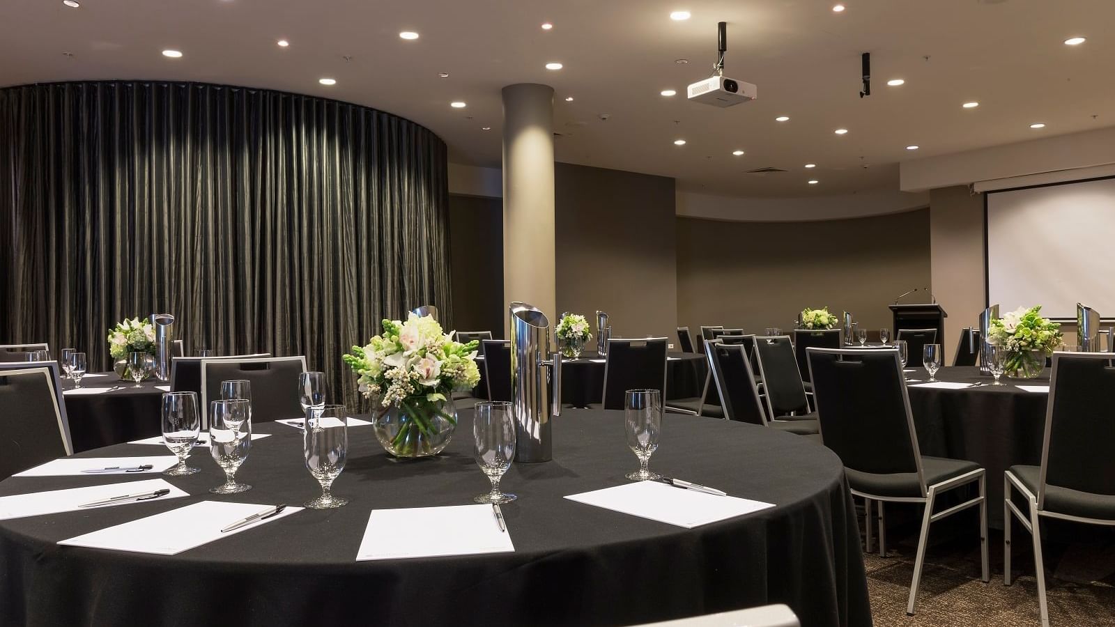 Banquet table set-up in Element Room at Pullman Albert Park