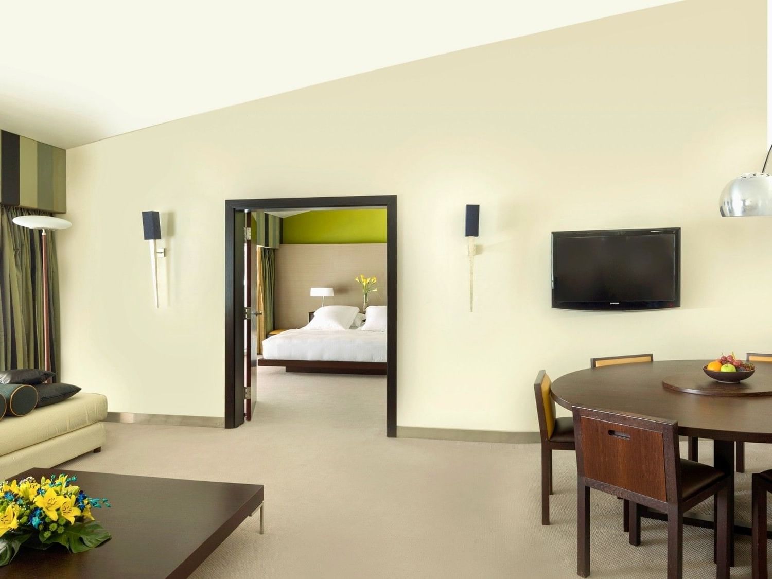 Comfortable sofa in the Living area of Royal Suite at Dubai International Hotel